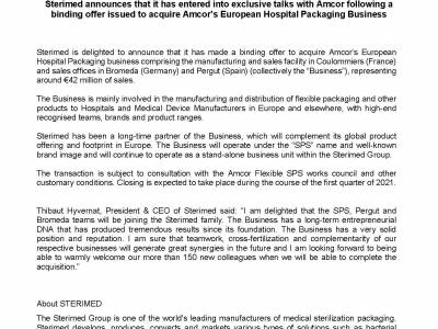 Amcor European Hospital Packaging Aquisition by Sterimed